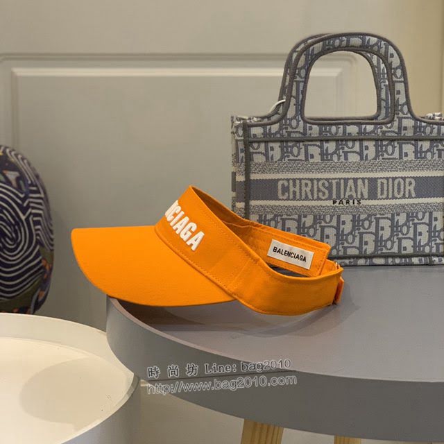 Balenciaga新品女士帽子 巴黎世家新款彩色純棉立體logo空頂帽遮陽帽  mm1666